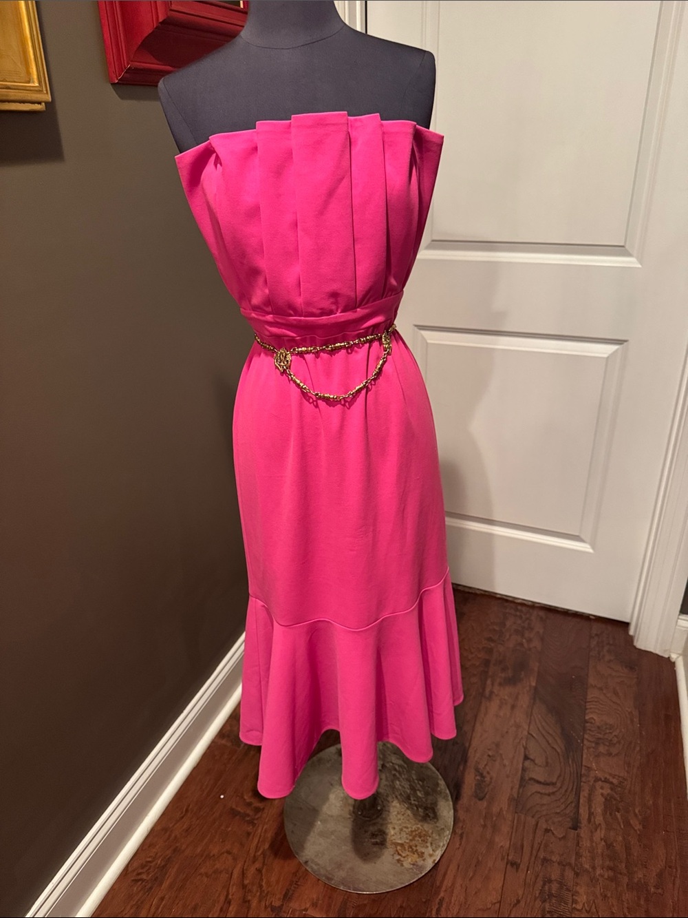 Strapless Hot Pink Mermaid Dress